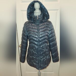Women's Hooded Puffer Jacket - Dark Blue By ASPEN W's Large